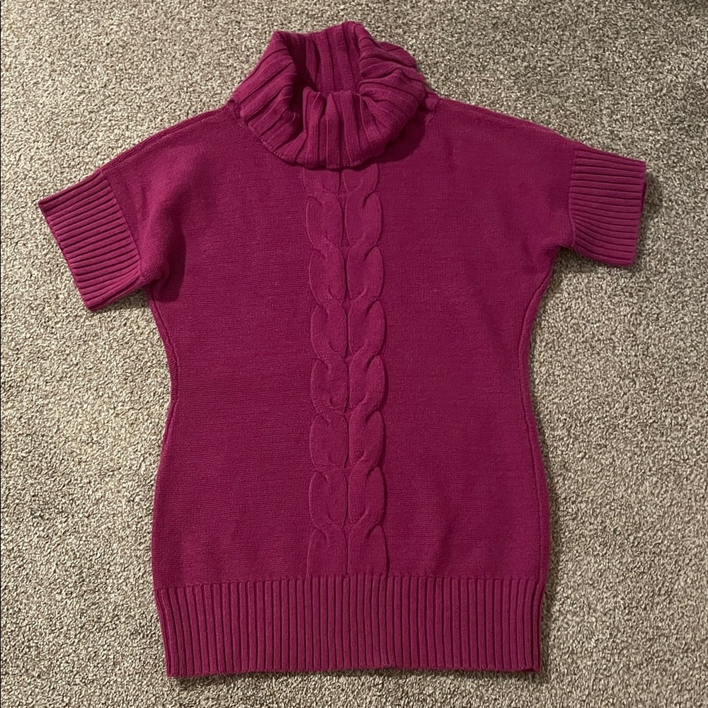 New York & Company XS/Small Purple Cable Knit Turtleneck Sweater